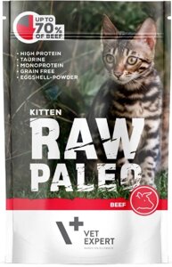 Вологий корм для кошенят Vet Expert Raw Paleo Kitten Beef з яловичиною 100г