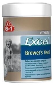 Пивні дріжджі 8 in 1 Excel Brewers Yeast для кішок і собак 780 таблеток (для шкіри і шерсті)