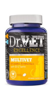 Вітамінно-мінеральна добавка Dr. Vet Multivet Мультивет для собак та котів 100 таблеток