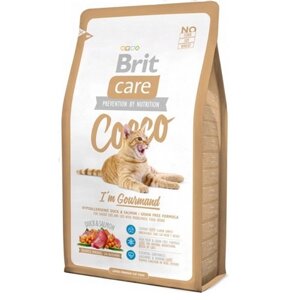 Brit Care COCCO Gourmand Гіпоалергенний корм для кішок з качкою і лососем / 7 кг