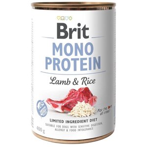 Вологий корм Бріт Brit Mono Protein Lamb & Rice з ягням і темним рисом 400 г