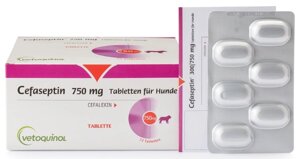 Цефасептин (Cefaseptin) 750 мг №6 таблеток 1т/50 кг (для лікування собак при захворюваннях шкіри) Vetoquinol