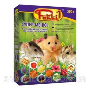 Вітамінізований корм для хом'яків, пацюків Роккі-1 Супер-Меню 500 г