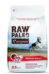 Сухий корм для собак Vet Expert Raw Paleo Adult Medium Beef з яловичиною 2,5 кг