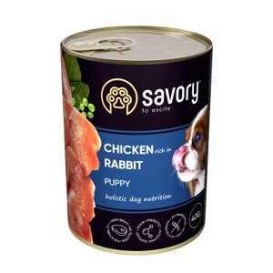 Вологий корм для цуценят Сейворі Savory з кроликом і куркою, 400 г