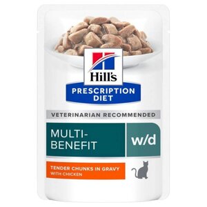 Пауч Hills Prescription Diet w/d (курка) вологий корм для кішок при цукровому діабеті та для контролю ваги (85 г)