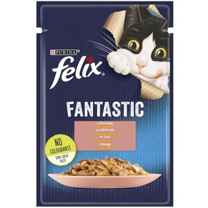 Вологий корм Фелікс Felix Fantastic консерви для кішок з лососем в желе 85 г, Purina