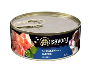 Вологий корм для цуценят Сейворі Savory з кроликом і куркою, 100 г