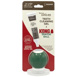 Набір для догляду за ротовою порожниною TropiClean Enticers Kong Dental Ball кулька+гель для великих собак, розмір L