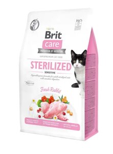 Сухий корм для стерилізованих котів Бріт Brit Care Cat GF Sterilized Sensitive з чутливим травленням, 400 г