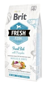 Сухий корм для дорослих собак великих порід Бріт Brit Fresh Muscle&Joints з рибою та гарбузом, 12 кг