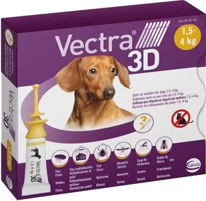 Vectra 3D (Вектра 3D) для собак вагою 1.5 - 4 кг (1 піпетка 0.8 мл) Ceva Франція