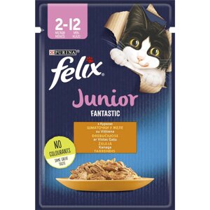 Вологий корм для котів Фелікс Felix Fantastic Junior з куркою в желе 85 г, Purina