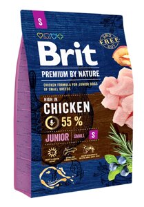 Сухий корм Бріт Brit Premium Junior S для цуценят і молодих собак великих порід від 1 до 12 місяців, 3 кг.