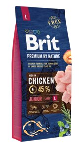 Сухий корм Бріт Brit Premium Junior L для цуценят і молодих собак великих порід віком від 3 до 24 місяців, 15 кг