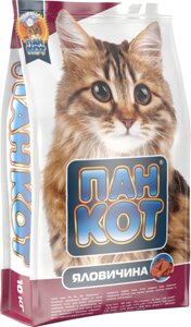 Сухий корм Пан Кіт для дорослих котів з яловичиною 10 кг