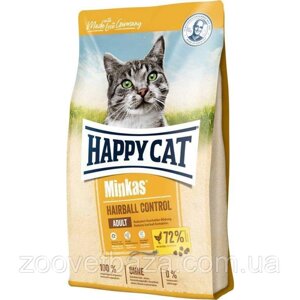 Сухий корм Happy Cat Minkas Hairball Control для дорослих кішок з птицею, 4 кг