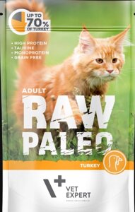 Вологий корм для котів Vet Expert Raw Paleo Adult Cat Turkey з індичкою 100г