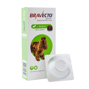 Бравекто (Bravecto) 500 мг 1 таблетка для собак 10-20кг (від блох і кліщів на 3 місяці) MSD Нідерланди (термін до