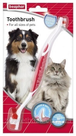 Подвійна зубна щітка Beaphar Toothbrush для собак (13226) від компанії ZooVet - Інтернет зоомагазин самих низьких цін - фото 1