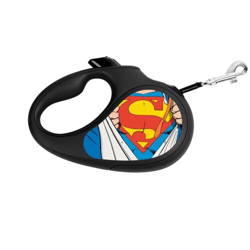 Повідець-рулетка для собак WAUDOG R-leash, малюнок "Супермен Герой", XS, до 12 кг, 3 м, світловідбивна стрічка