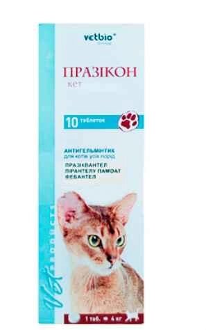 Празикон кет антигельмінтик для котів 10 таблеток (1 таблетка на 4 кг) від компанії ZooVet - Інтернет зоомагазин самих низьких цін - фото 1