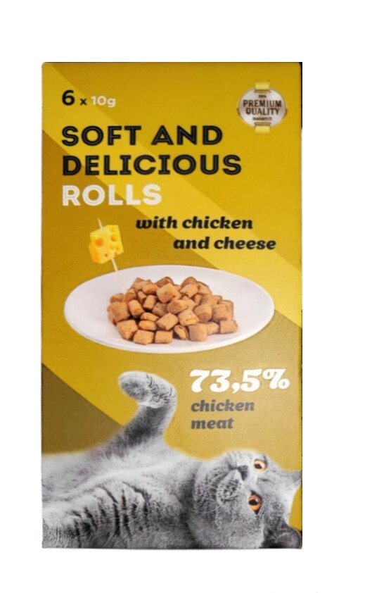 Рулетики Soft and Delicious (Софт і Делішес) ласощі для кішок зі смаком курки і сиру, 6 х 10 г від компанії ZooVet - Інтернет зоомагазин самих низьких цін - фото 1