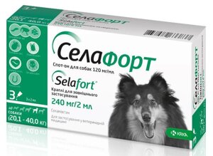 Селафорт (Selafort) краплі від бліх кліщів і гельмінтів для собак вагою 20-40 кг (1 піпетка) KRKA