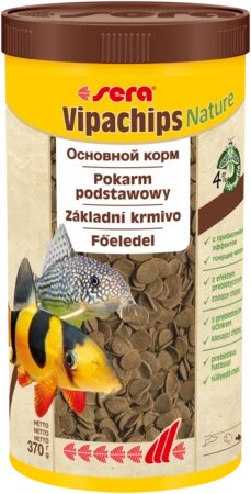 Sera (Сера) Vipachips Nature - Основний корм у вигляді чіпсів для всіх донних риб  1000 мл (370г) від компанії ZooVet - Інтернет зоомагазин самих низьких цін - фото 1