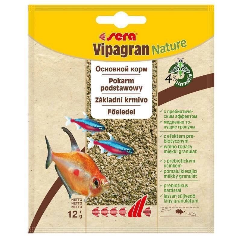 Sera (Сера) Vipagran Nature - Основний корм для всіх риб, що харчуються в середніх шарах води 12 г від компанії ZooVet - Інтернет зоомагазин самих низьких цін - фото 1