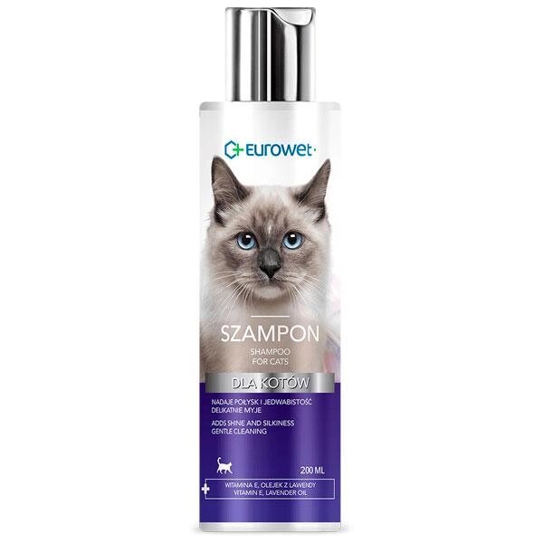 Шампунь для кішок з вітаміном Е та олією лаванди 200 мл (Shampoo for cats)  Eurowet від компанії ZooVet - Інтернет зоомагазин самих низьких цін - фото 1