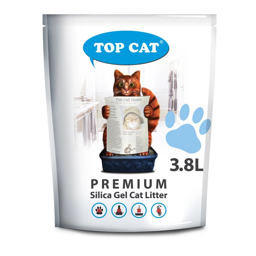 Сілікагелевой наповнювач TOP CAT Premium 3,8 літра для котячого туалету від компанії ZooVet - Інтернет зоомагазин самих низьких цін - фото 1
