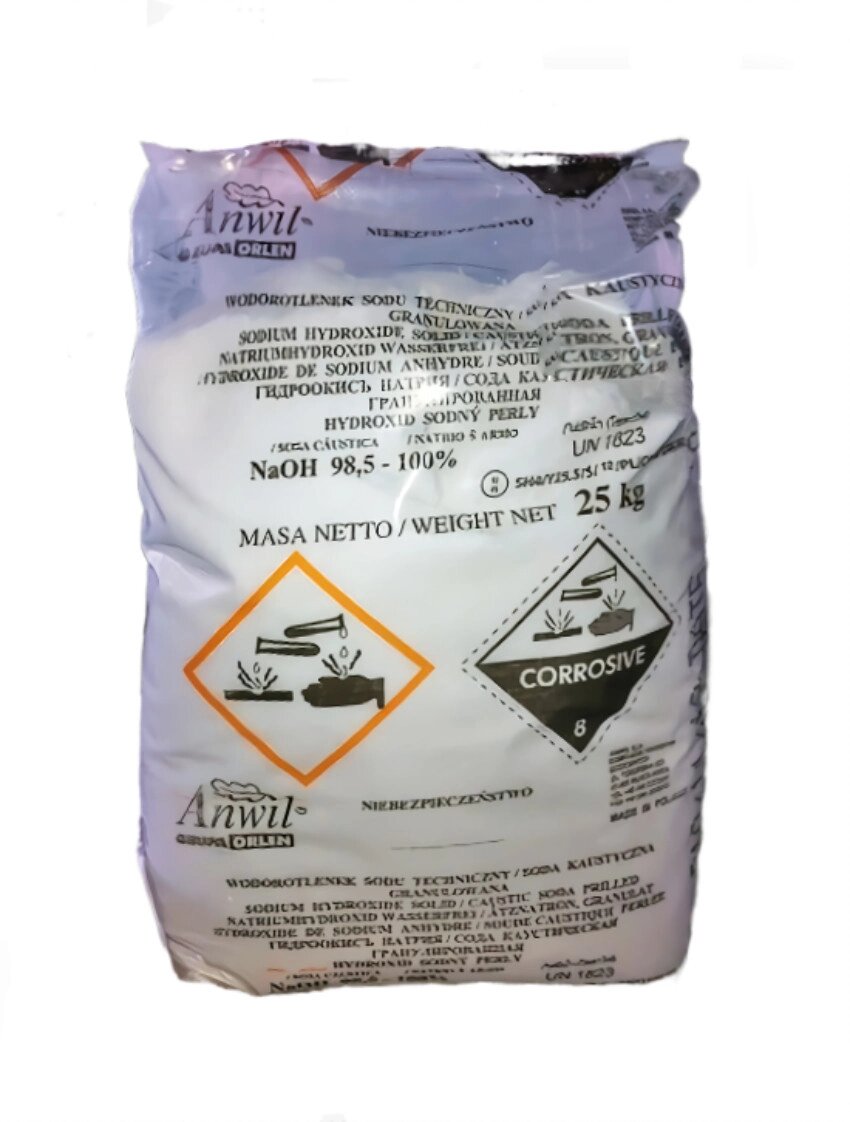 Сода каустична 25 кг ГРАНУЛА (натрій гідроксид) від компанії ZooVet - Інтернет зоомагазин самих низьких цін - фото 1