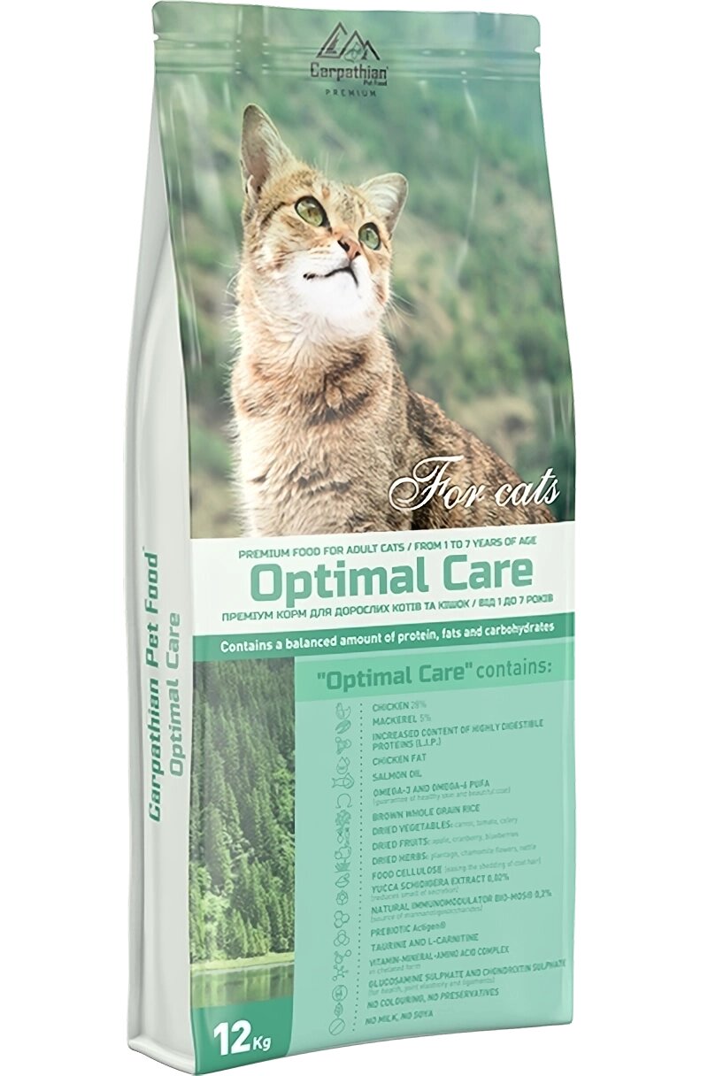 Сухий корм Carpathian Pet Food Optimal Care для дорослих кішок всіх порід від 1 до 7 років, 1.5 кг від компанії ZooVet - Інтернет зоомагазин самих низьких цін - фото 1