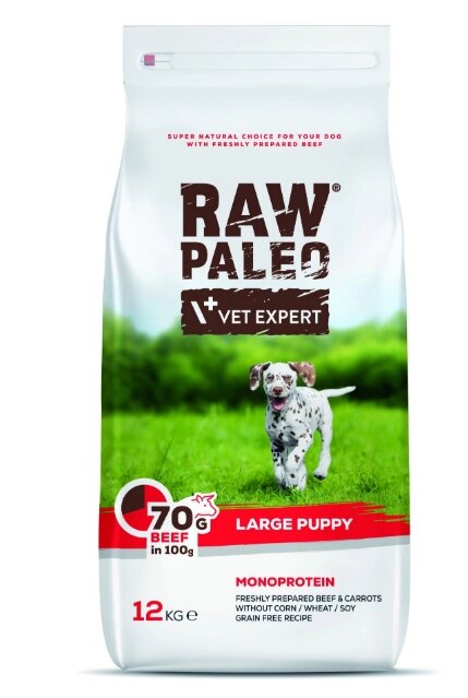 Сухий корм для цуценят Vet Expert Raw Paleo Puppy Large Beef з яловичиною, 12 кг від компанії ZooVet - Інтернет зоомагазин самих низьких цін - фото 1