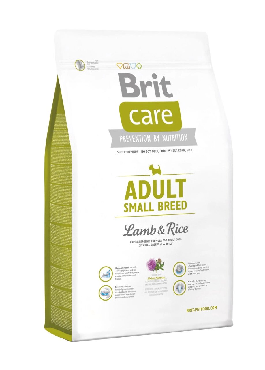 Сухий корм для дорослих собак дрібних порід Бріт Brit Care Adult Small Breed Lamb & Rice 1 кг від компанії ZooVet - Інтернет зоомагазин самих низьких цін - фото 1