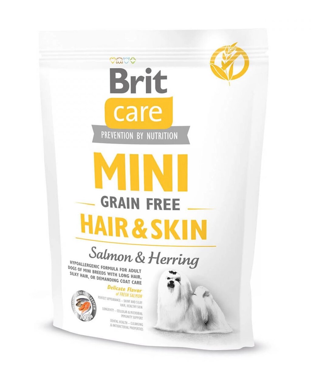Сухий корм для дорослих собак маленьких порід Бріт Brit Care Mini Grain Free Hair & Skin 400 г від компанії ZooVet - Інтернет зоомагазин самих низьких цін - фото 1