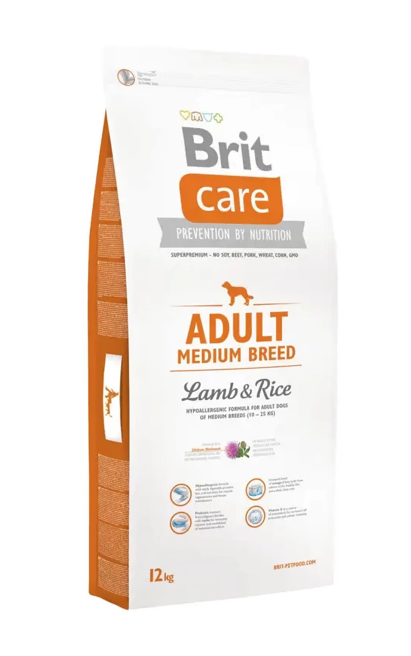 Сухий корм для дорослих собак середніх порід Бріт Brit Care Adult Medium Breed Lamb & Rice, 12 кг від компанії ZooVet - Інтернет зоомагазин самих низьких цін - фото 1