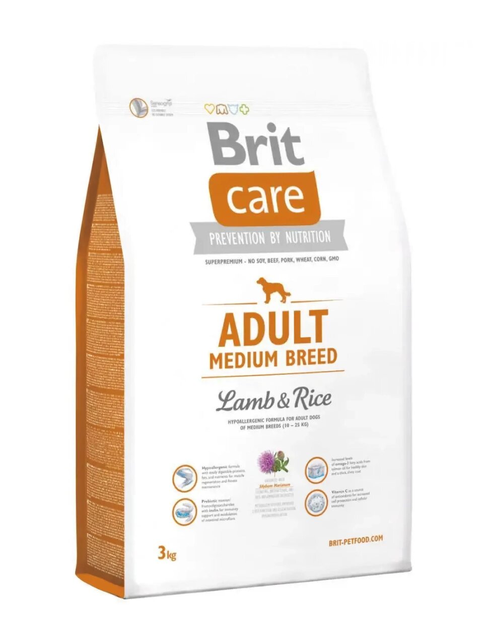 Сухий корм для дорослих собак середніх порід Бріт Brit Care Adult Medium Breed Lamb & Rice 3 кг від компанії ZooVet - Інтернет зоомагазин самих низьких цін - фото 1