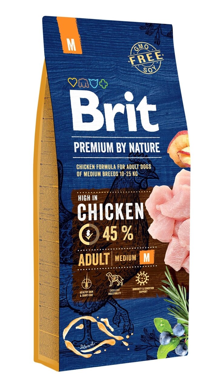 Сухий корм для дорослих собак середніх порід Бріт Brit Premium Adult M (вагою від 10 до 25 кг) з куркою 15 кг від компанії ZooVet - Інтернет зоомагазин самих низьких цін - фото 1