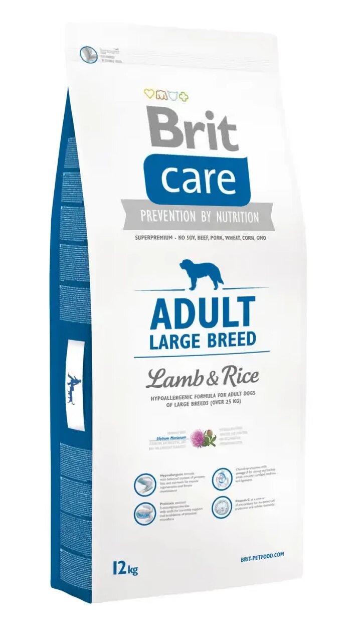 Сухий корм для дорослих собак великих порід Бріт Brit Care Adult Large Breed Lamb & Rice 12 кг від компанії ZooVet - Інтернет зоомагазин самих низьких цін - фото 1