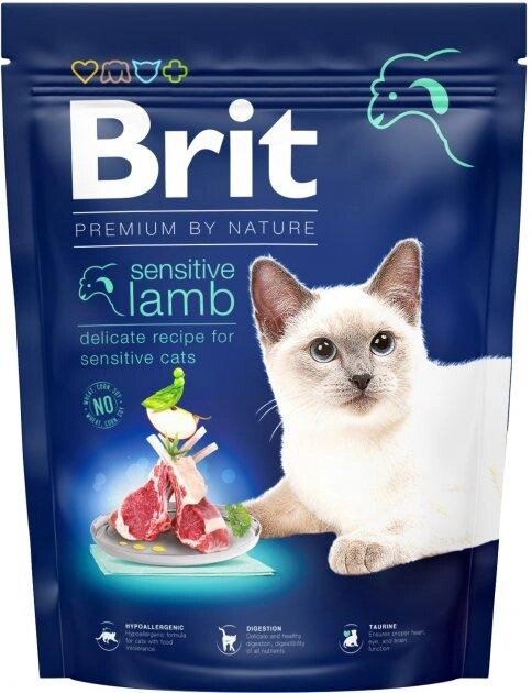 Сухий корм для кішок із чутливим травленням Бріт Brit Premium by Nature Cat Sensitive з ягням 300 г від компанії ZooVet - Інтернет зоомагазин самих низьких цін - фото 1