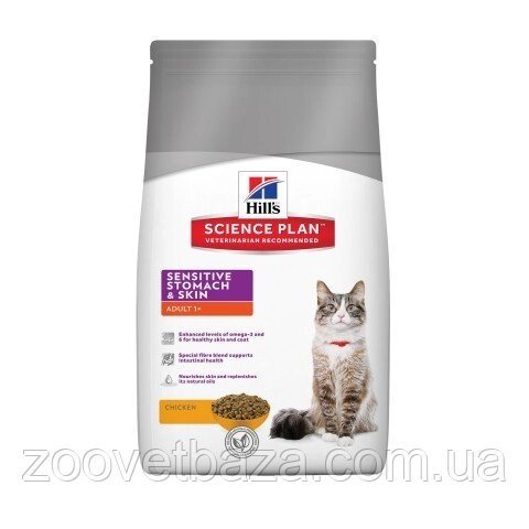 Сухий корм для котів hill's Science Plan Feline Adult Sensitive Stomach & Skin Chicken 0 кг від компанії ZooVet - Інтернет зоомагазин самих низьких цін - фото 1