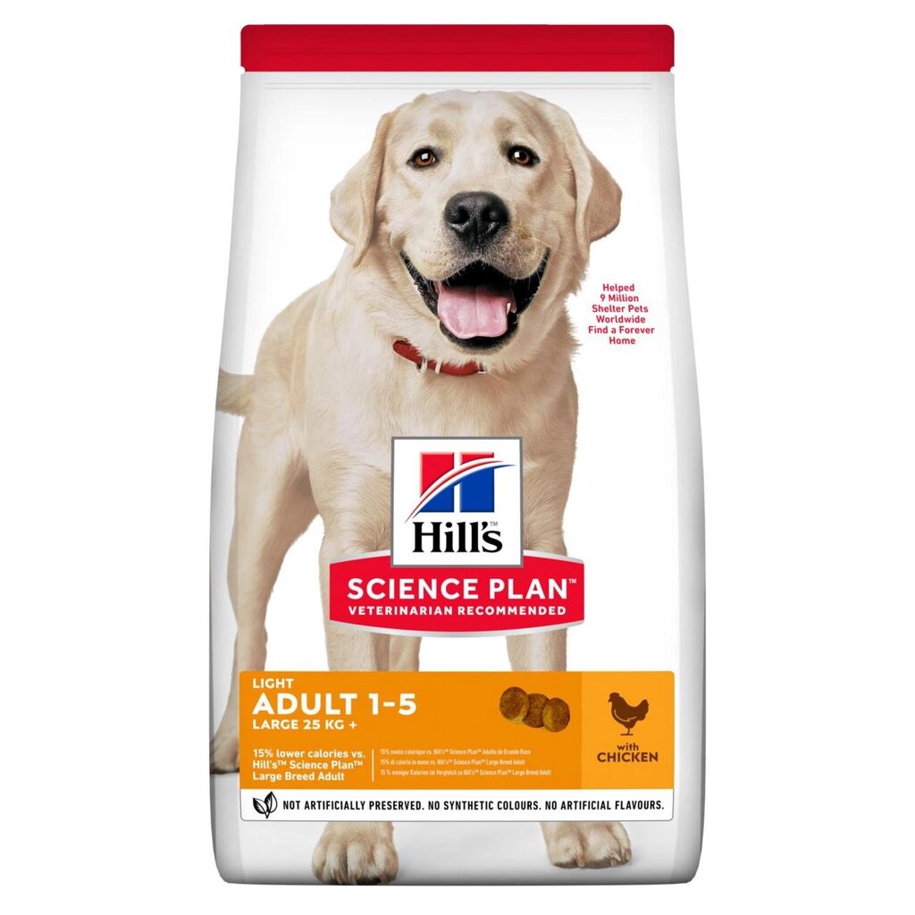 Сухий корм для малоактивних собак Хіллс Hills SP Light Adult великих порід 14 кг від компанії ZooVet - Інтернет зоомагазин самих низьких цін - фото 1