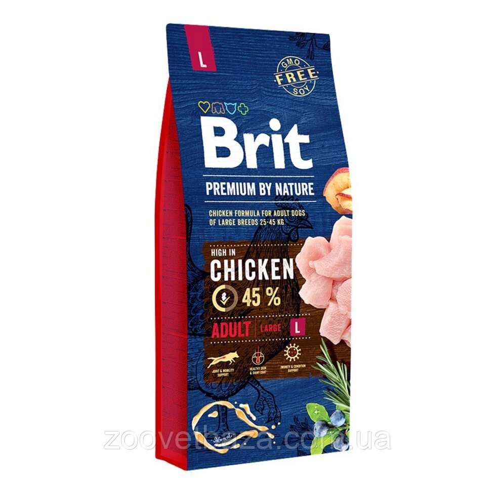 Сухий корм для собак Бріт Brit Premium Adult Large Chicken великих порід з куркою, 15 кг від компанії ZooVet - Інтернет зоомагазин самих низьких цін - фото 1