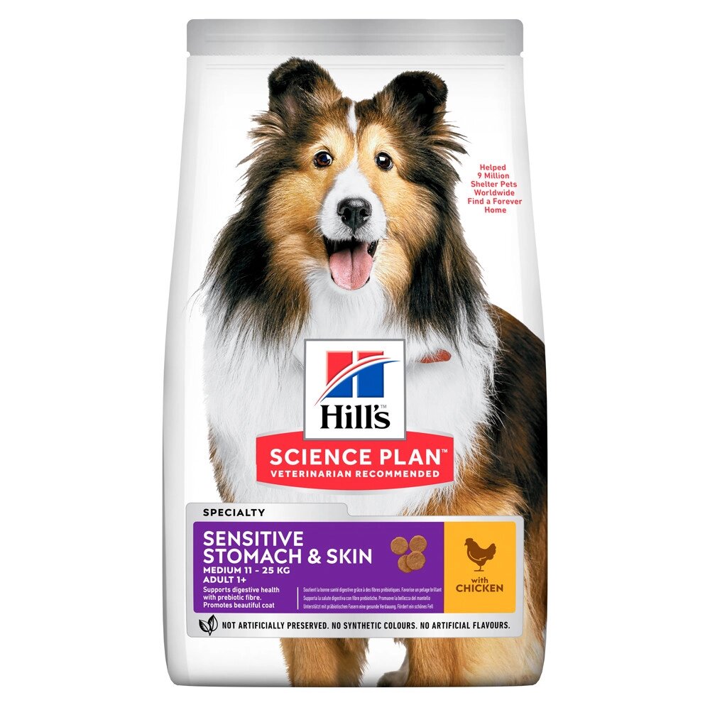 Сухий корм для собак Хіллс Hills SP Sensitive Stomach&Skin середніх порід з куркою 14 кг від компанії ZooVet - Інтернет зоомагазин самих низьких цін - фото 1