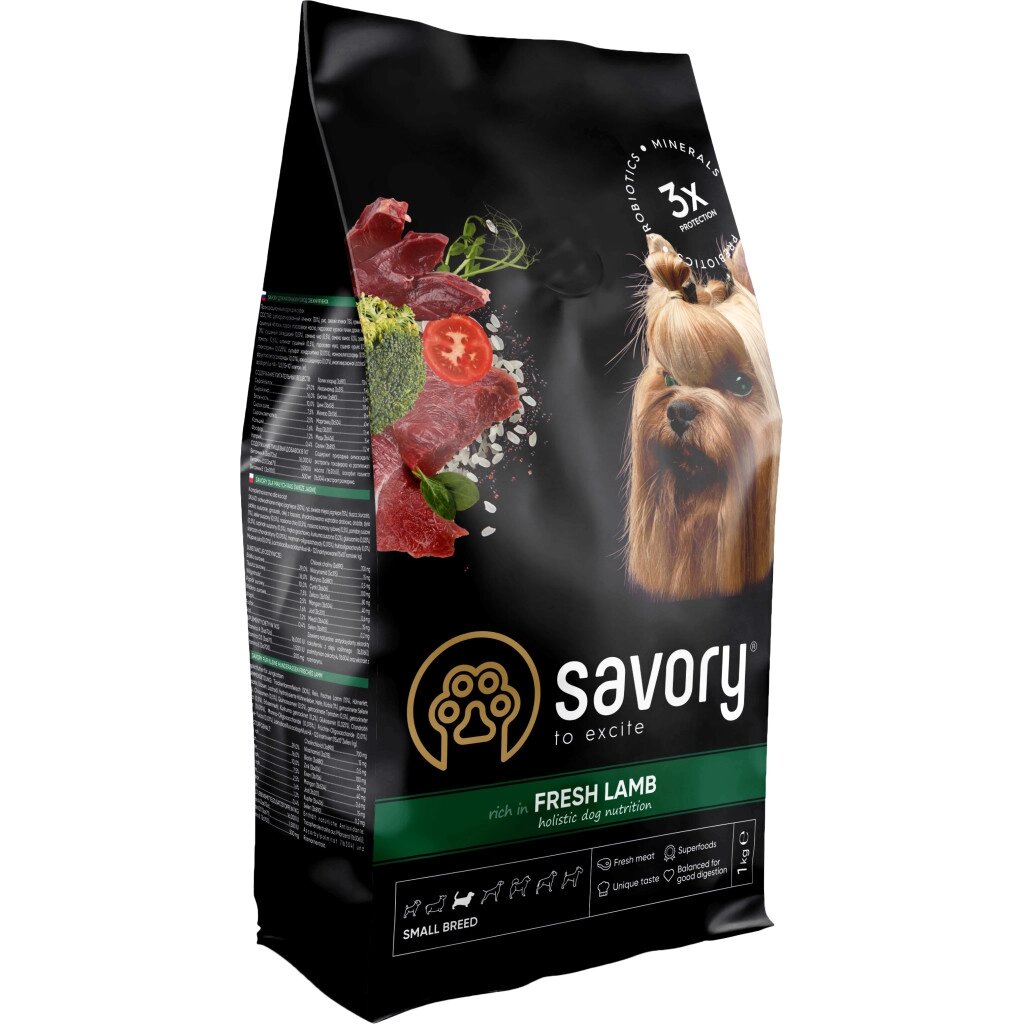 Сухий корм для собак малих порід Сейворі Savory зі свіжим м'ясом ягняти, 1 кг від компанії ZooVet - Інтернет зоомагазин самих низьких цін - фото 1