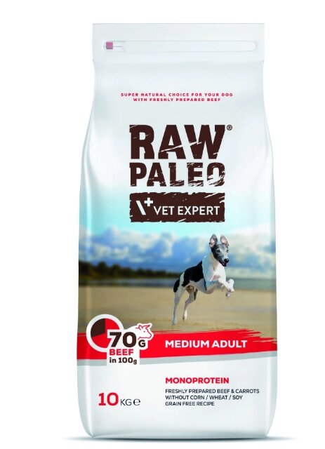 Сухий корм для собак Vet Expert Raw Paleo Adult Medium Beef з яловичиною, 10 кг від компанії ZooVet - Інтернет зоомагазин самих низьких цін - фото 1