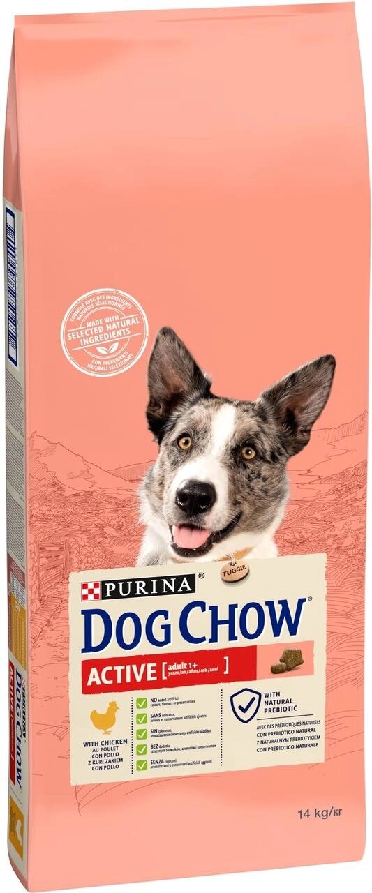 Сухий корм Dog Chow Active Adult для дорослих активних і робочих собак з куркою, 14 кг від компанії ZooVet - Інтернет зоомагазин самих низьких цін - фото 1