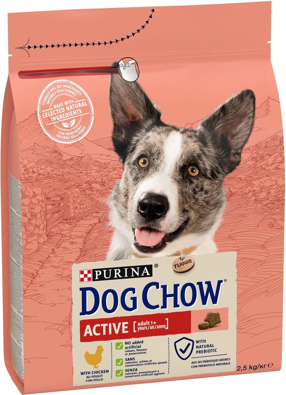 Сухий корм Dog Chow Active Adult для дорослих активних і робочих собак з куркою, 2.5 кг від компанії ZooVet - Інтернет зоомагазин самих низьких цін - фото 1